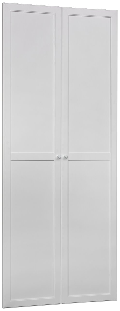 Weiße Doppeltür mit schlichter Paneeloptik, frontal abgebildet.