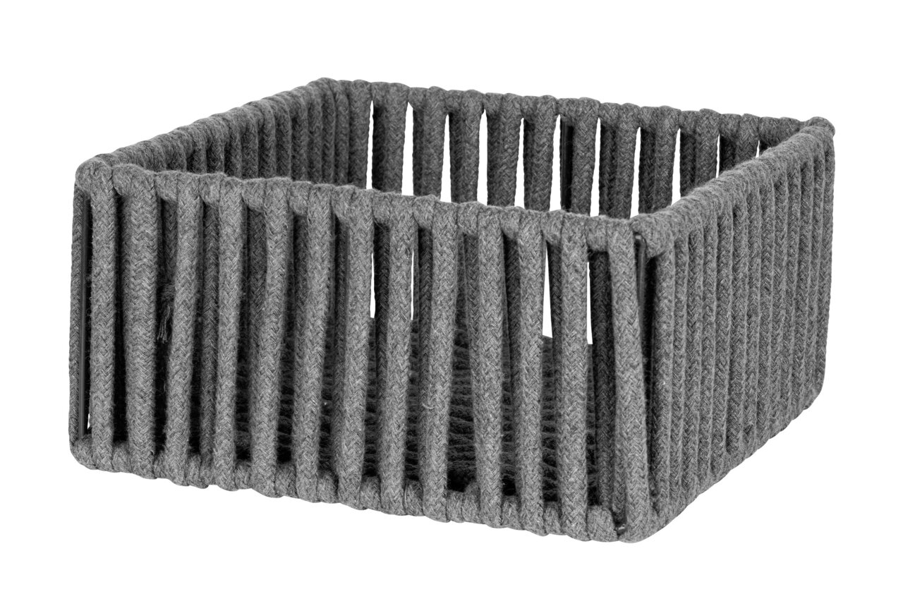 Schöner Wohnen Badkorb ZOVO Grauer Badkorb Zovo M aus geflochtenem Material, perspektivisch von vorne links fotografiert.