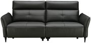Schwarzes Ledersofa, 2-Sitzer, Frontalansicht