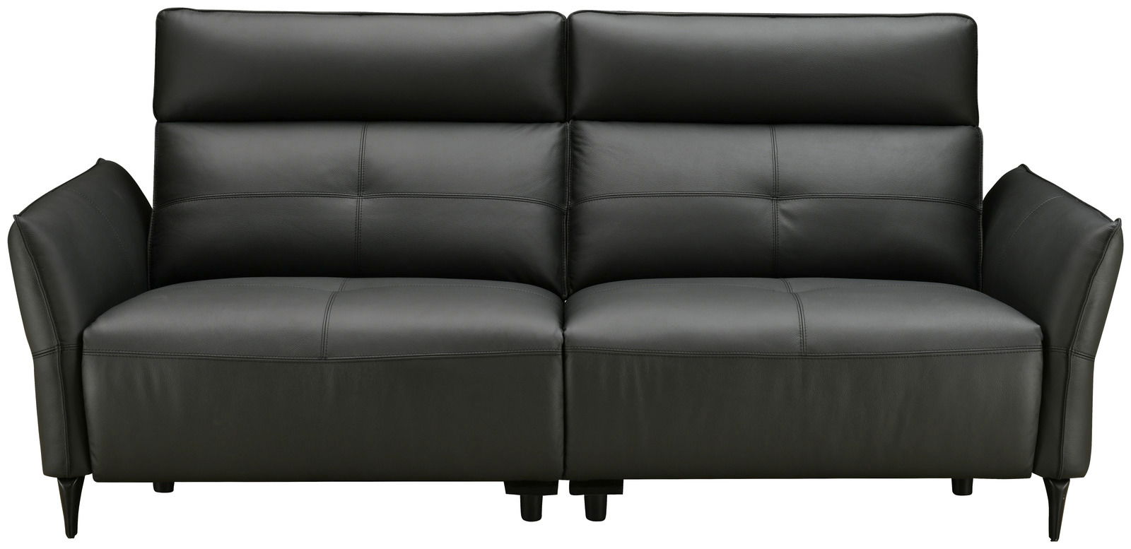Schwarzes Ledersofa, 2-Sitzer, Frontalansicht