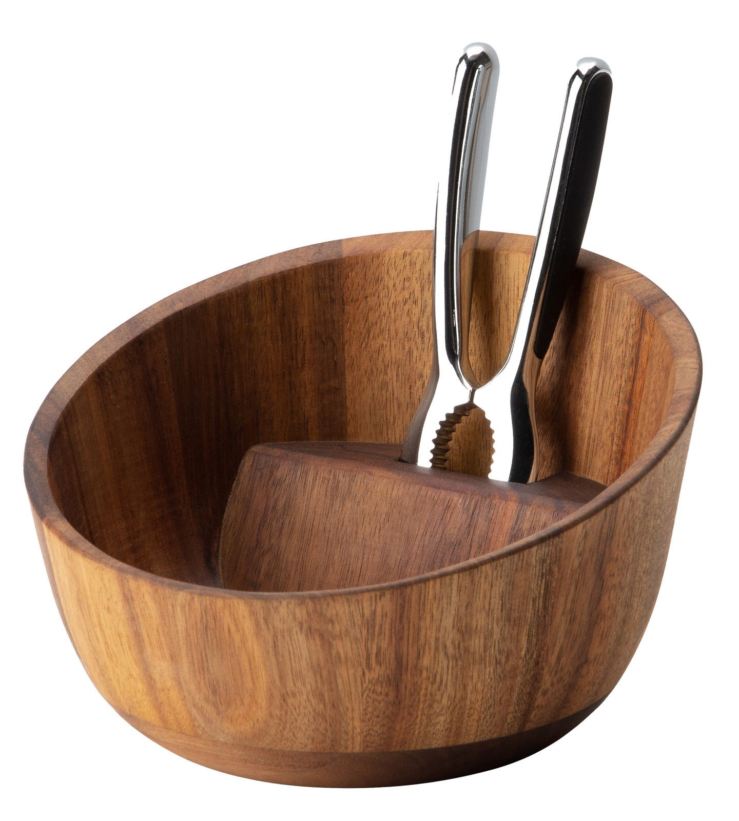 Continenta Nussschale mit Qualititätsknacker Holz-Nussschale mit integriertem Nussknacker, seitliche Perspektive