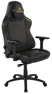 Schwarzer Gaming-Stuhl mit ergonomischem Design, seitliche Perspektive
