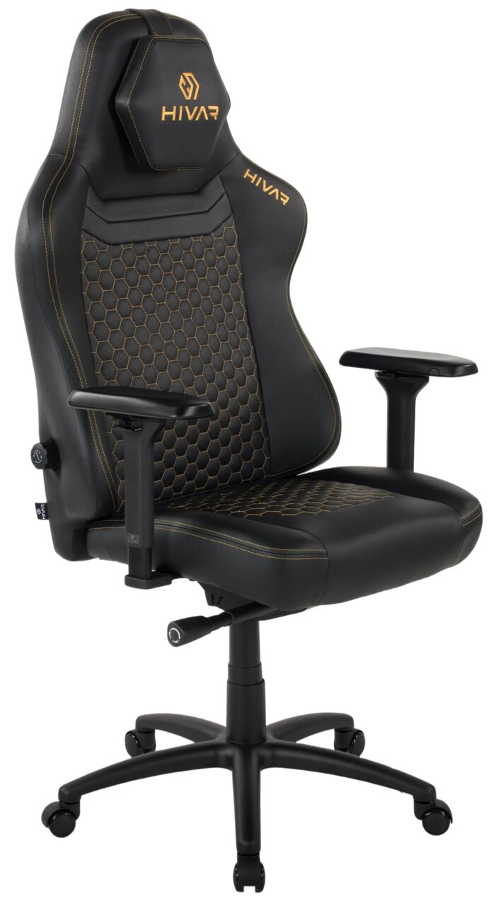 HIVAR Gaming Stuhl ORBICAL XL Schwarzer Gaming-Stuhl mit ergonomischem Design, seitliche Perspektive