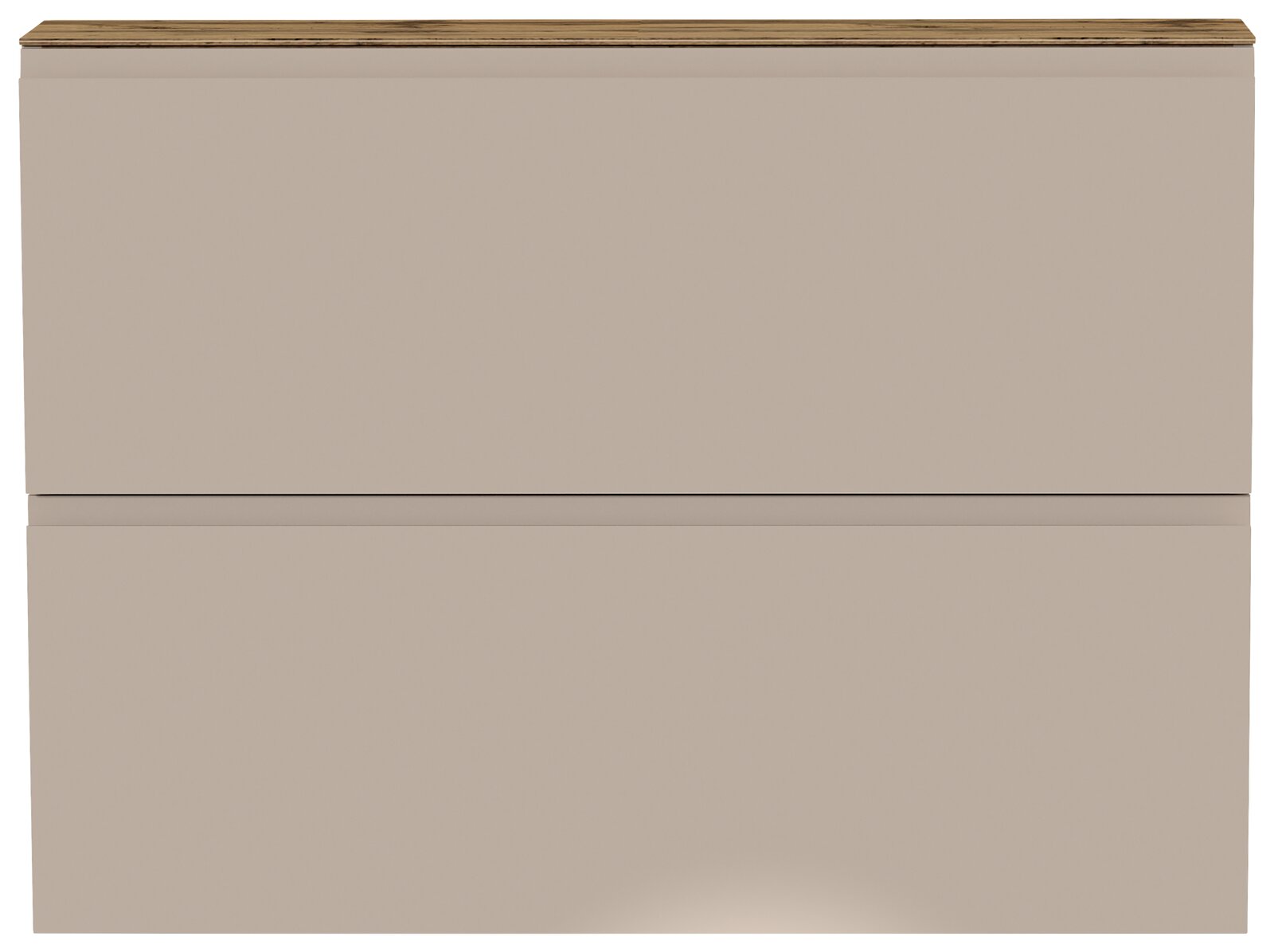 Moderner Hängeschuhschrank in Beige mit zwei Klappen, Frontansicht