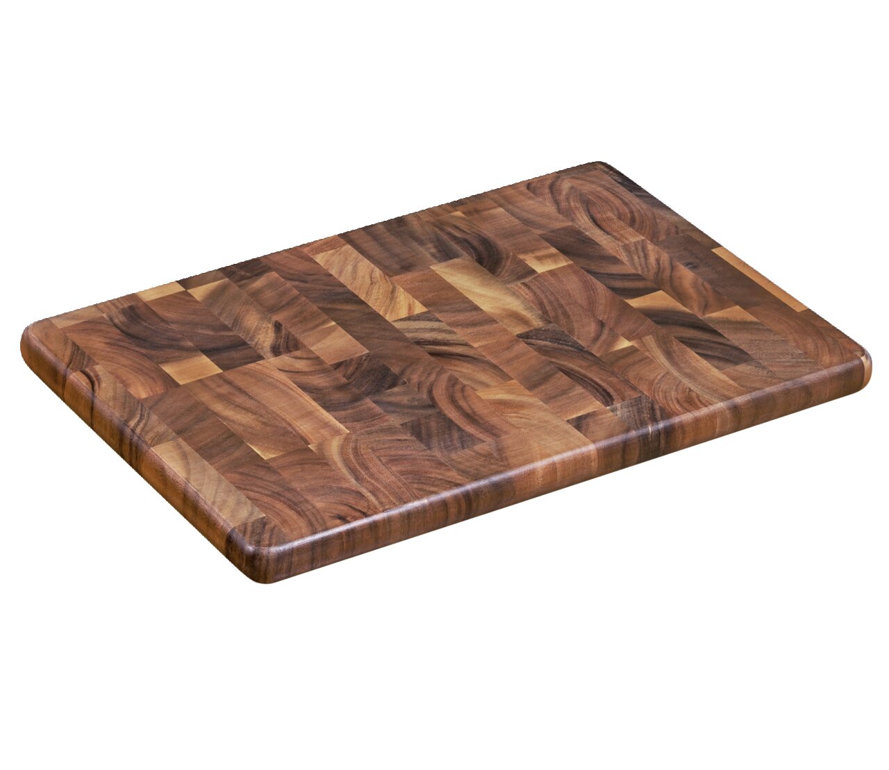 Tranchierbrett aus Holz in der Größe 45x30cm, perspektivisch von schräg oben fotografiert