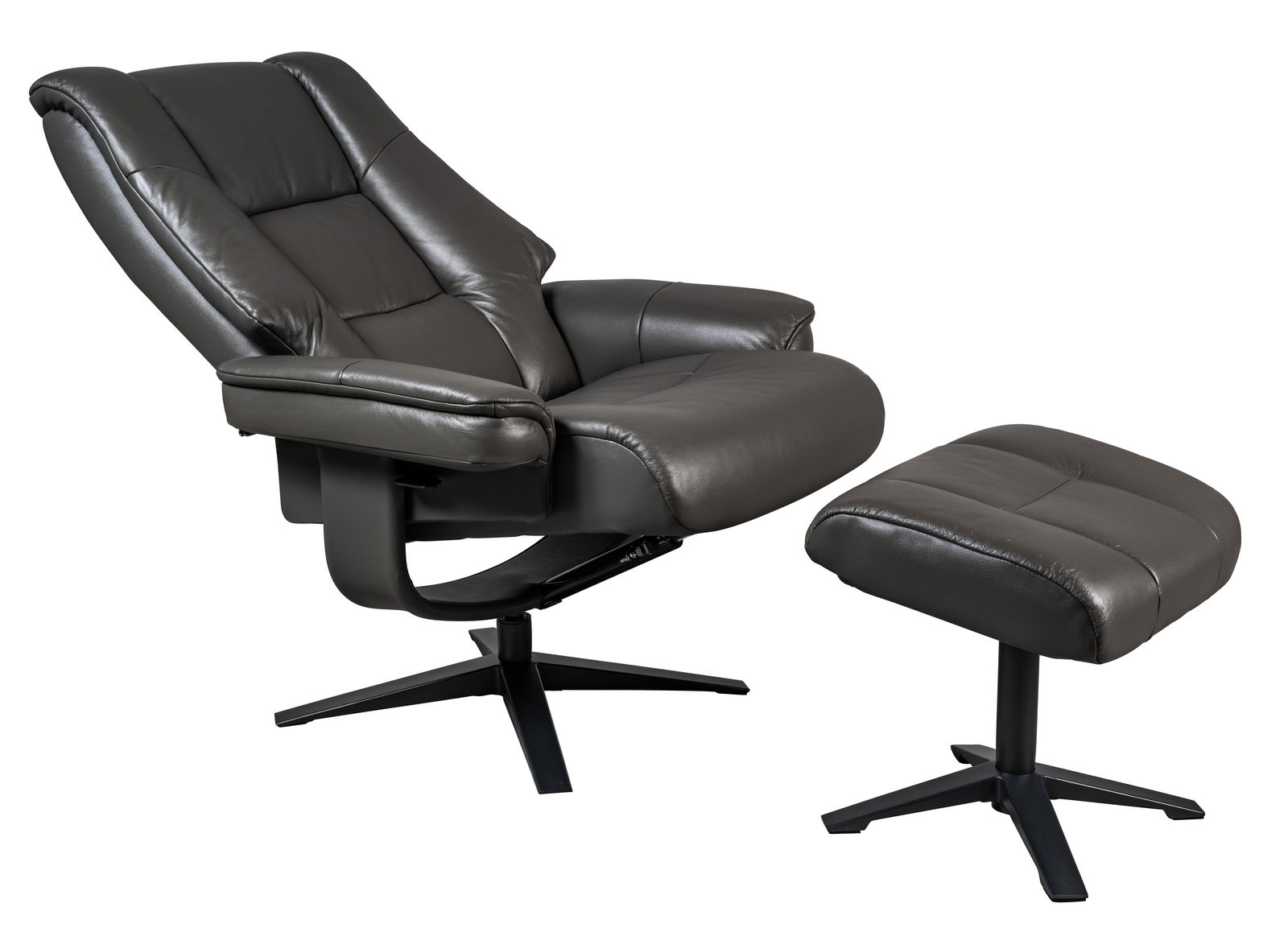 XORA Relaxsessel mit Hocker ELVIRA Schwarzer Relaxsessel mit Hocker, seitliche Perspektive