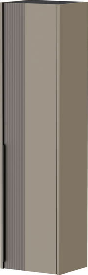 Hängegarderobenschrank in seitlicher Perspektive mit glatter Front und geriffelter Seitenfläche