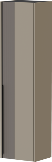 Hängegarderobenschrank in seitlicher Perspektive mit glatter Front und geriffelter Seitenfläche