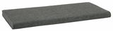 Graues Sitzkissen in rechteckiger Form, seitliche Perspektive