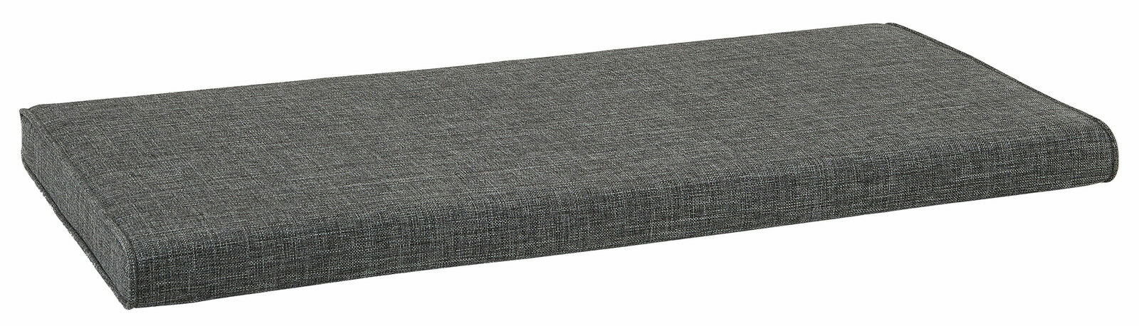 Graues Sitzkissen in rechteckiger Form, seitliche Perspektive