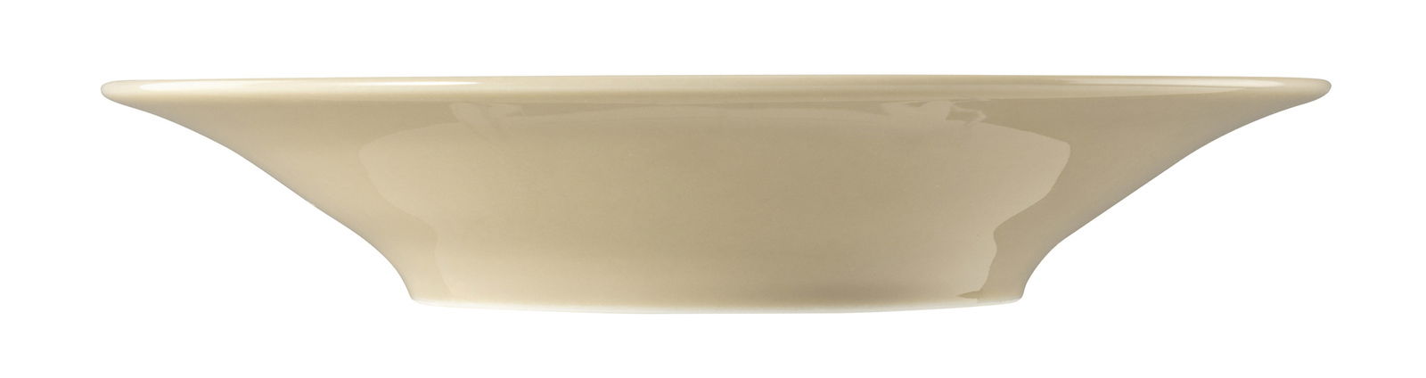 Seitenansicht eines sandbeigen Suppentellers mit einem Durchmesser von 22,5 cm.