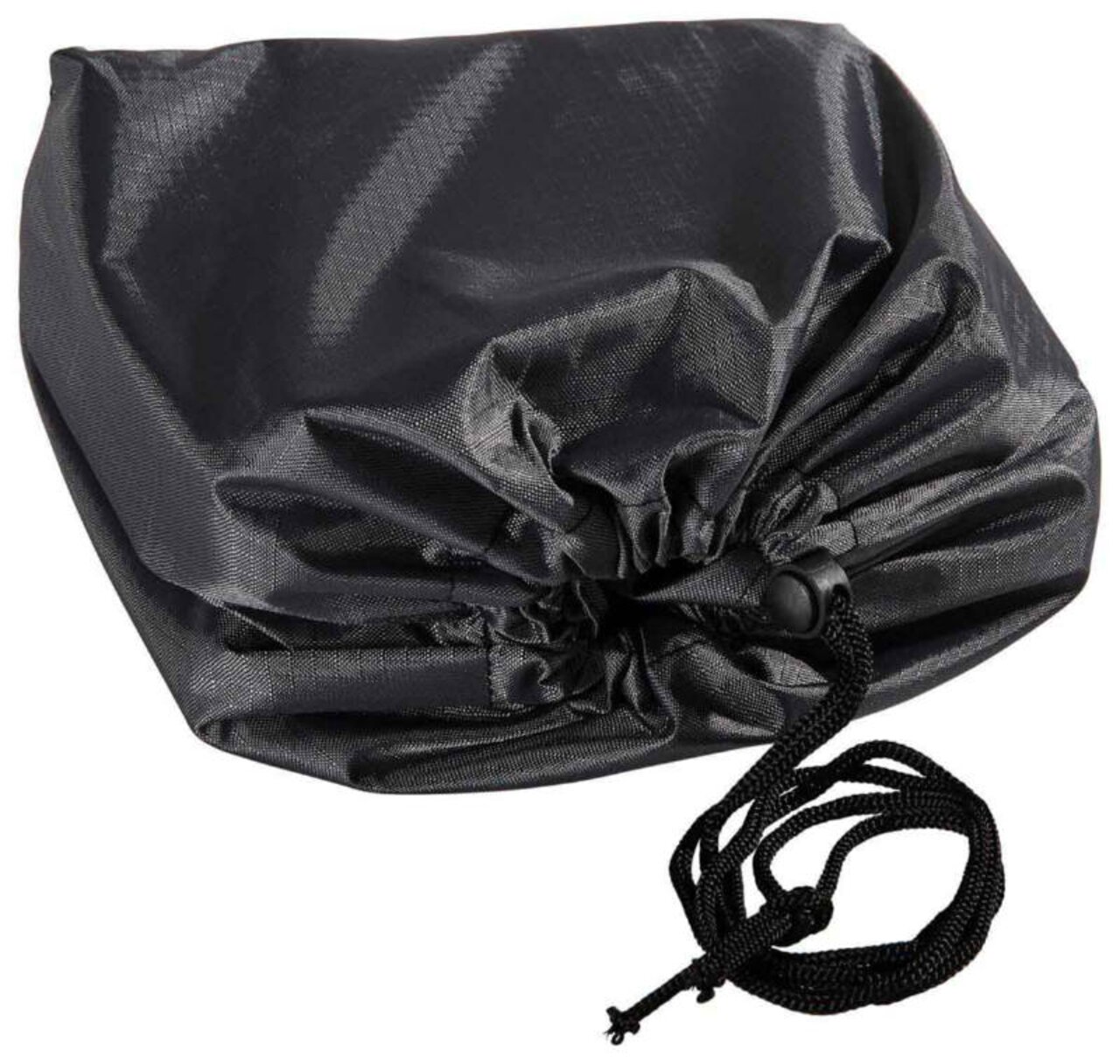 Schwarze Liegenhülle mit Kordelzug, von oben betrachtet
