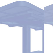 Nahaufnahme eines modernen schwarzen Gartentisches von unten, mit Fokus auf die Tischbeine und die Unterseite der Tischplatte.