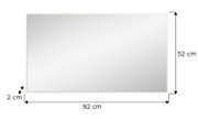 Rechteckiger Spiegel mit den Maßen 92 cm x 52 cm x 2 cm, frontal betrachtet.