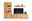 Wandkombination aus Holz mit Vitrine, TV-Schrank und Regal, frontal betrachtet