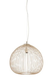 Hanglamp met een modern, bolvormig draadontwerp, zijaanzicht