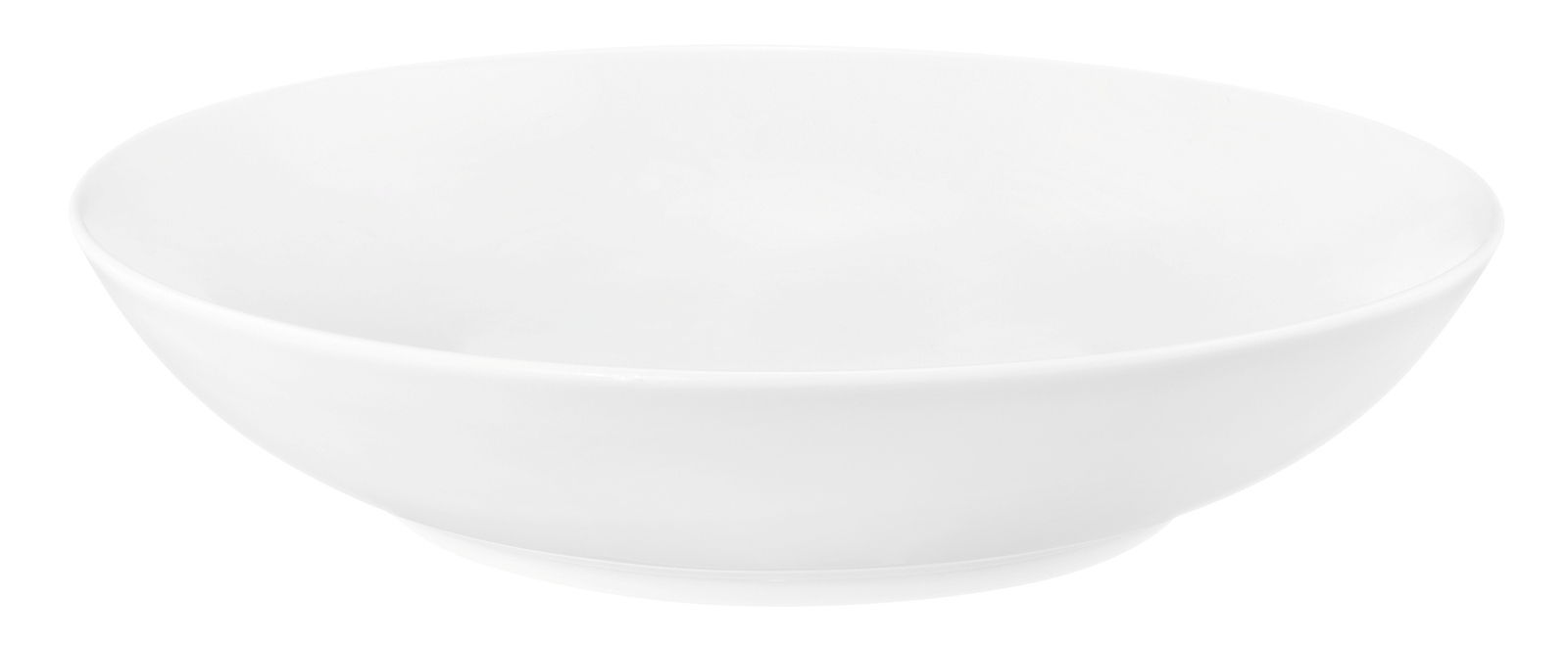 Weißer, runder Suppenteller Liberty mit einem Durchmesser von 21 cm, seitliche Perspektive