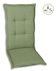 Grüne Sesselauflage in Frontalansicht mit wasserabweisendem Symbol