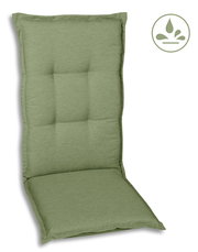 Grüne Sesselauflage in Frontalansicht mit wasserabweisendem Symbol