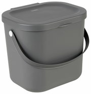 Graues Recycling-Müllsystem mit 6 Litern Fassungsvermögen, seitliche Perspektive