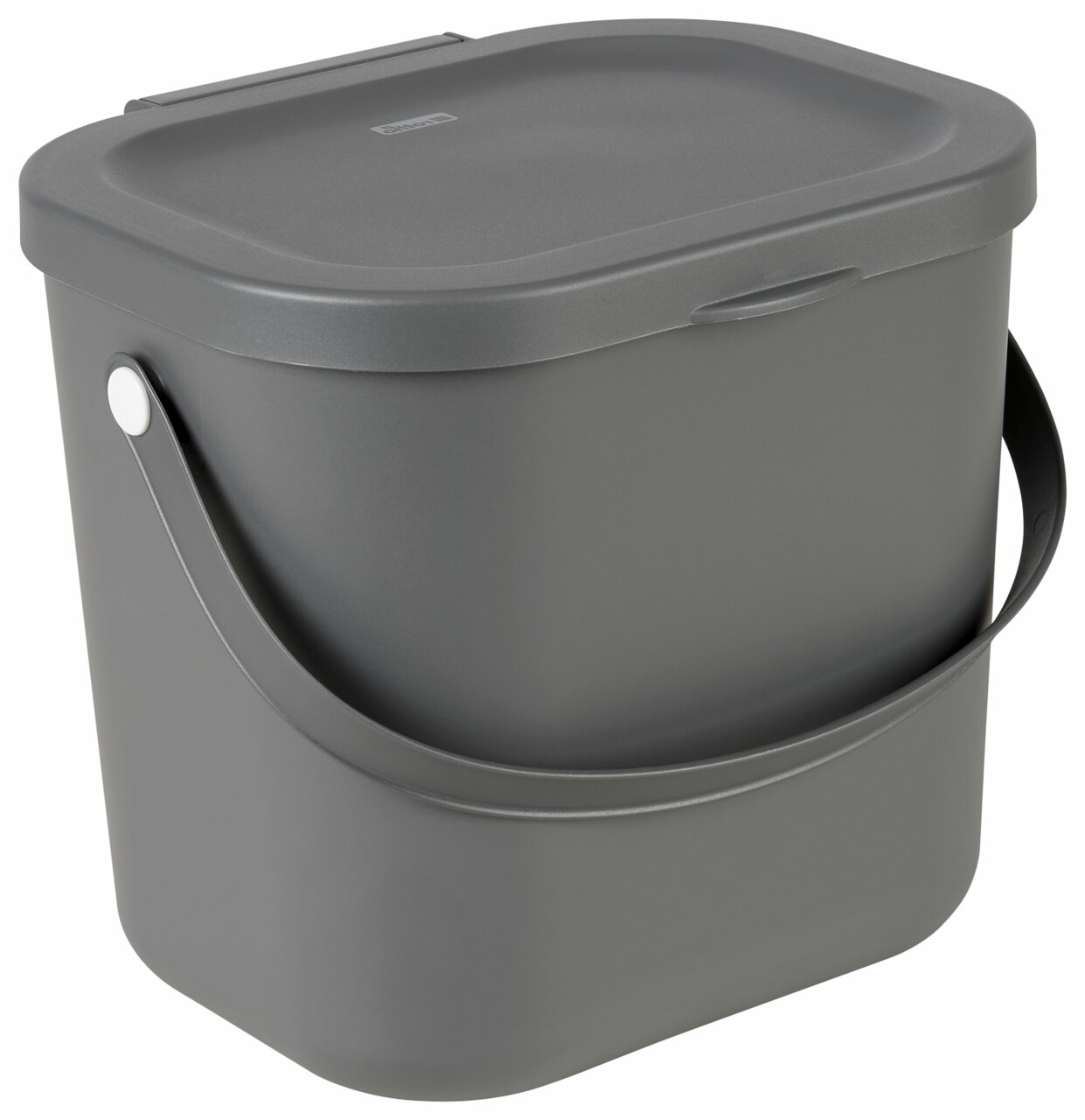 Graues Recycling-Müllsystem mit 6 Litern Fassungsvermögen, seitliche Perspektive