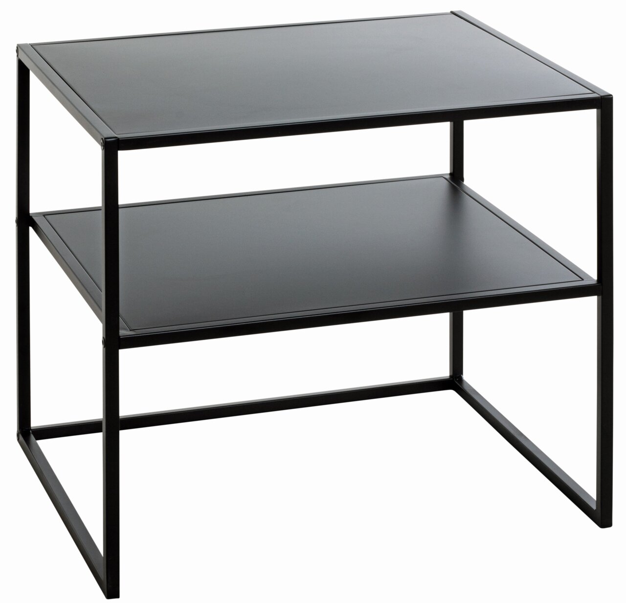XORA Beistelltisch MANOLA Moderner schwarzer Beistelltisch mit zwei Ebenen, seitliche Perspektive