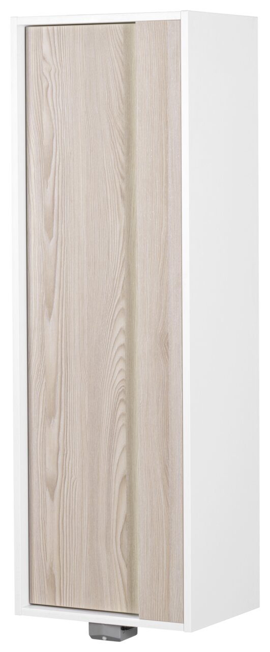 Voleo Midischrank FREYA Midischrank mit weißem Korpus und holzfarbener Tür, seitliche Perspektive