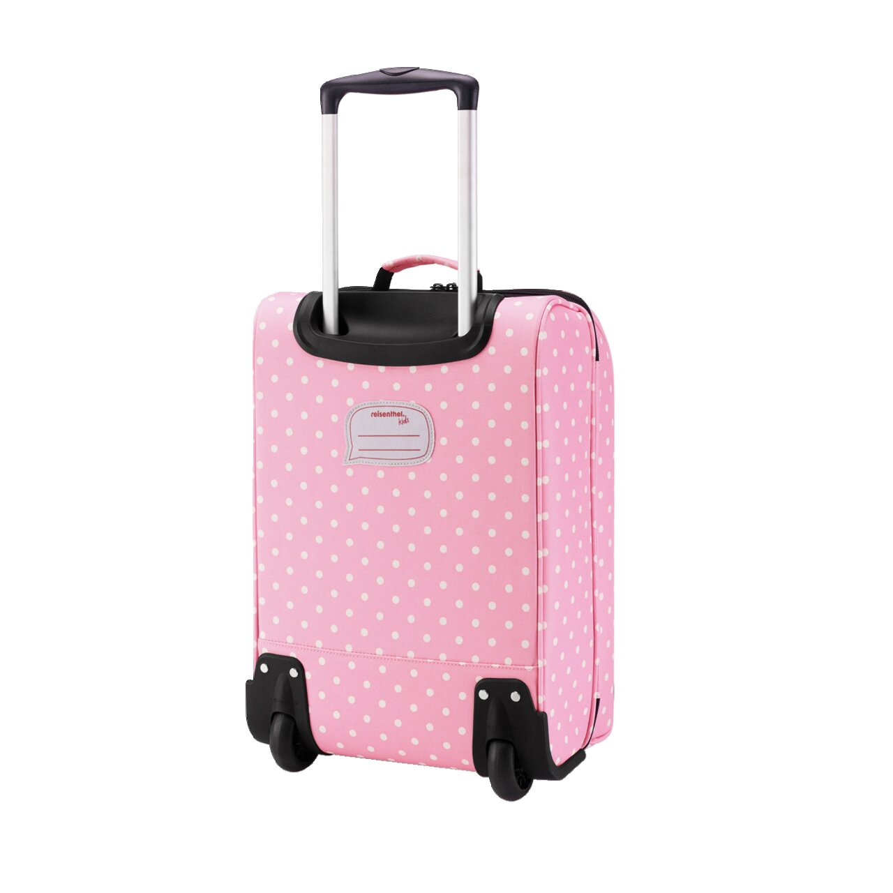 Rosa Kinder-Trolley mit weißen Punkten, Rückansicht