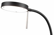 LED-Tischleuchte MONZA, 12W LED, seitliche Perspektive, schwarzer flexibler Hals, runder Lampenkopf