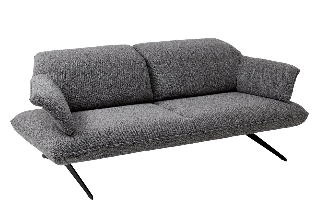 Koinor 2,5-zitsbank SEVENTY Graues 2,5-Sitzer-Sofa mit modernen schwarzen Beinen, seitliche Perspektive
