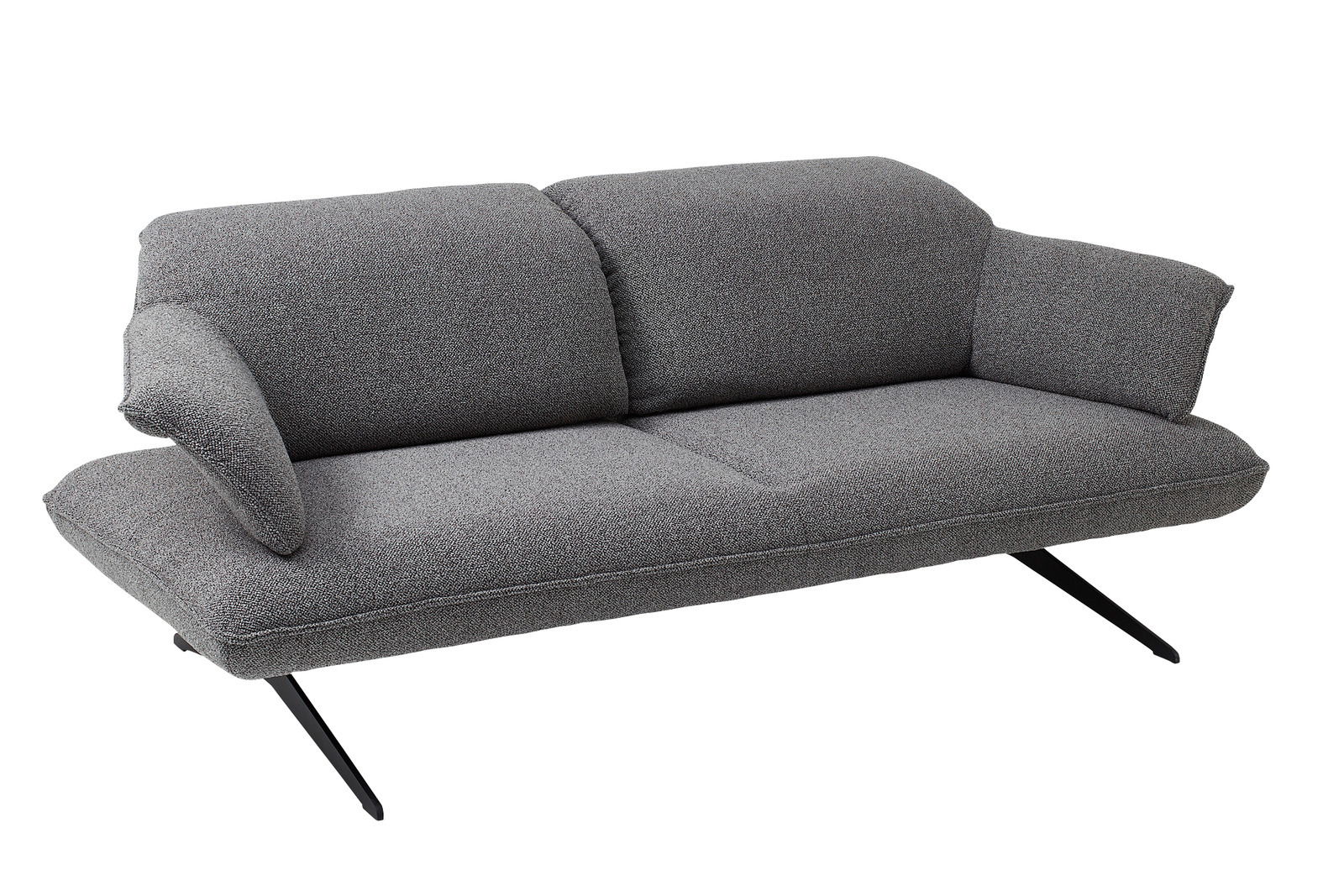 Koinor Sofa 2,5er SEVENTY Graues 2,5-Sitzer-Sofa mit modernen schwarzen Beinen, seitliche Perspektive