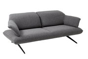 Graues 2,5-Sitzer-Sofa mit modernen schwarzen Beinen, seitliche Perspektive