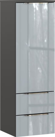 Moderner Mediumschrank mit glänzender Front und zwei Schubladen, Frontalansicht