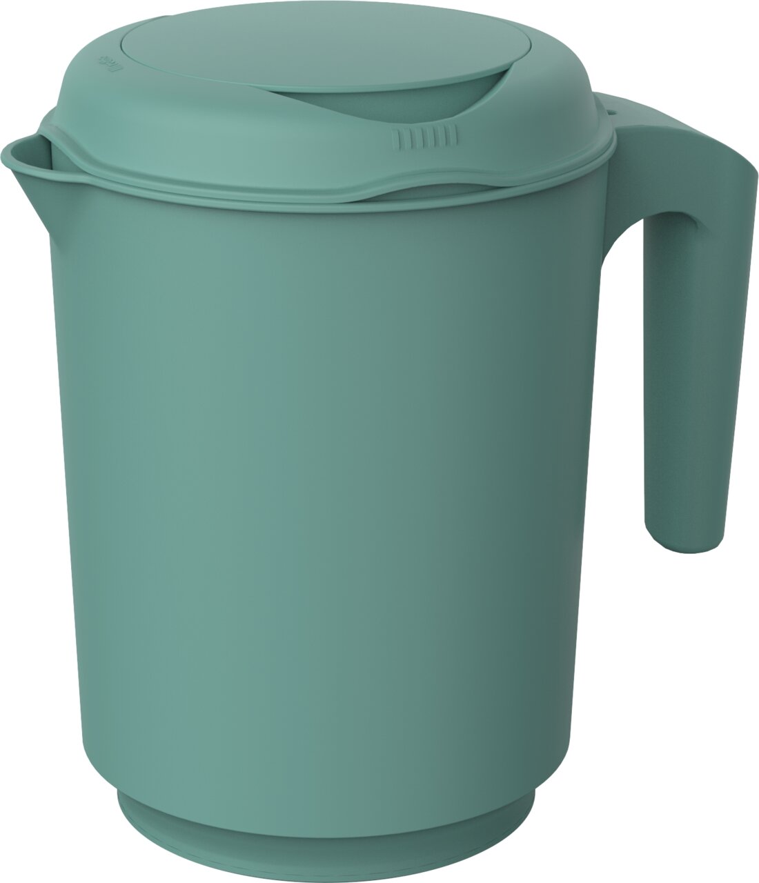 Grüner Mixbecher Fresh 1,5L mit Deckel und Griff, seitliche Perspektive