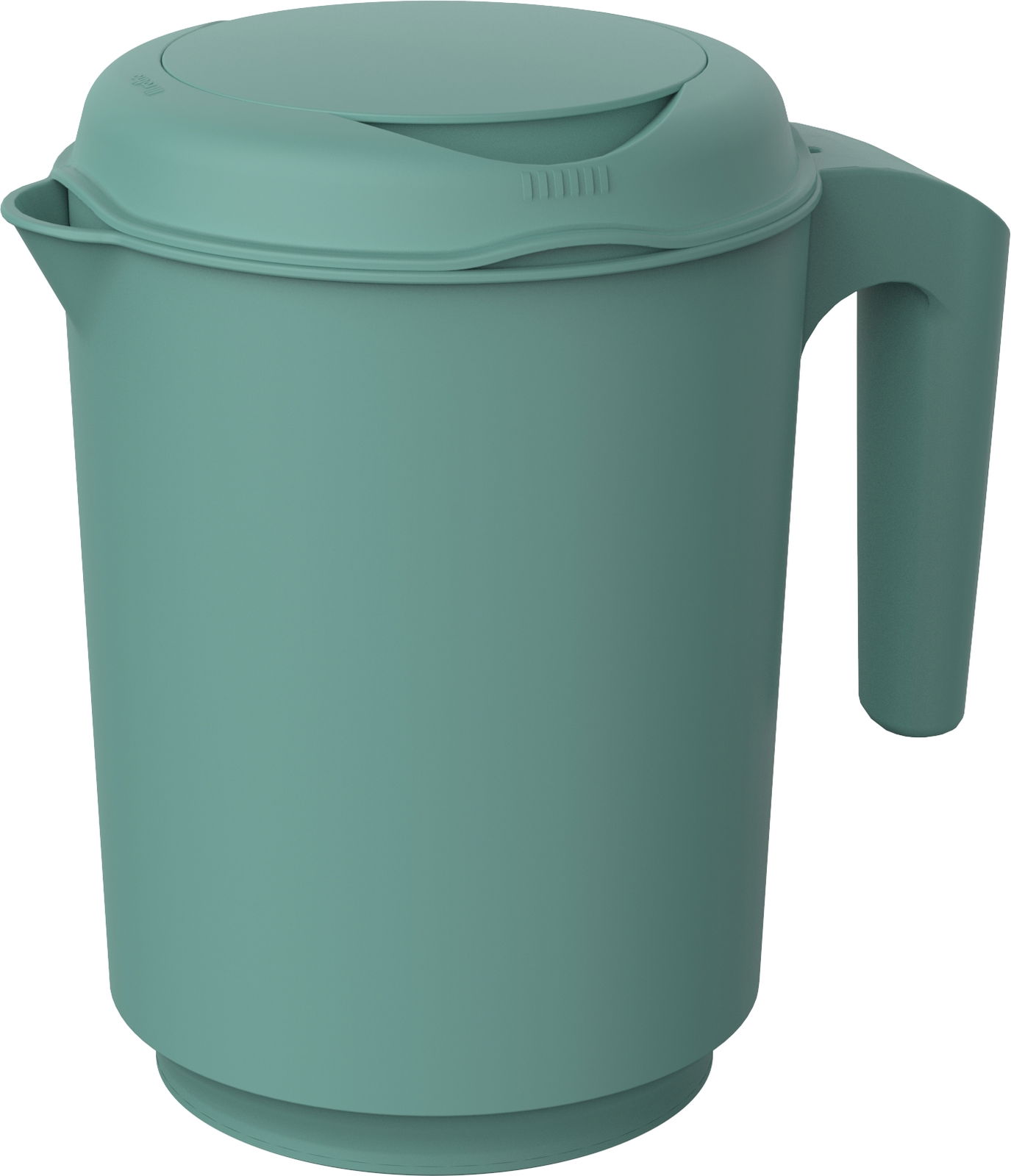 Grüner Mixbecher Fresh 1,5L mit Deckel und Griff, seitliche Perspektive