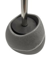 Nahaufnahme einer WC-Bürstengarnitur Little Rock mit grauem, strukturiertem Halter und Edelstahlstiel, von oben betrachtet.