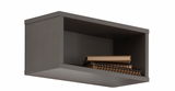 Schwarze Wandbox aus seitlicher Perspektive mit Notizbüchern im Inneren