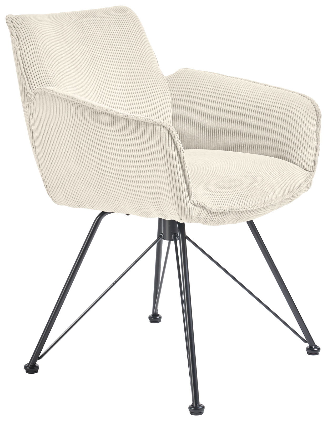 Set one by Musterring Armlehnstuhl SET ONE FRISCO Moderner Armlehnstuhl mit hellgrauem Stoffbezug und schwarzen Metallbeinen, seitliche Perspektive