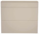 Hängeschuhschrank in Beige mit zwei Klappen und einer Schublade, frontale Ansicht