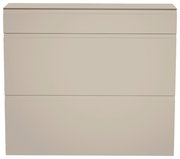 Hängeschuhschrank in Beige mit zwei Klappen und einer Schublade, frontale Ansicht
