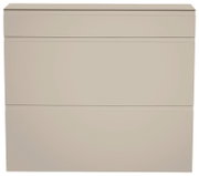 Hängeschuhschrank in Beige mit zwei Klappen und einer Schublade, frontale Ansicht