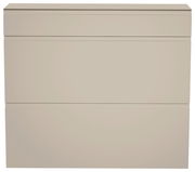 Hängeschuhschrank in Beige mit zwei Klappen und einer Schublade, frontale Ansicht