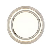 Ronde led-plafondlamp in bovenaanzicht, met een modern ontwerp en een verlichte rand.