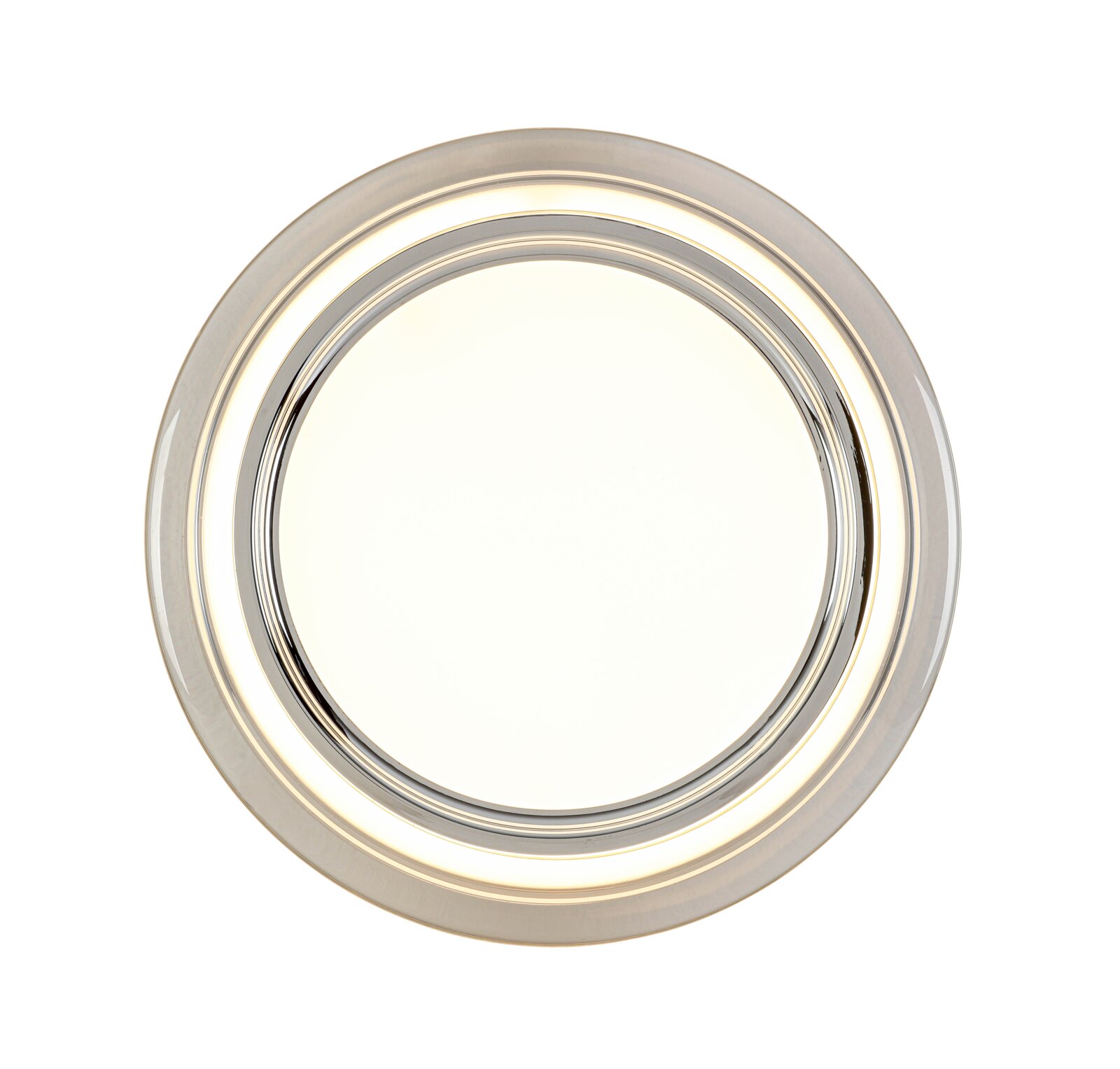 Ronde led-plafondlamp in bovenaanzicht, met een modern ontwerp en een verlichte rand.