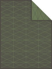 Grüne Jacquard-Decke mit geometrischem Muster, Draufsicht