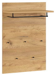 Garderobenpaneel aus Holz mit Ablage und Haken, Frontalansicht