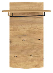 Garderobenpaneel aus Holz mit Ablage und Haken, Frontalansicht