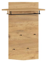 Garderobenpaneel aus Holz mit Ablage und Haken, Frontalansicht