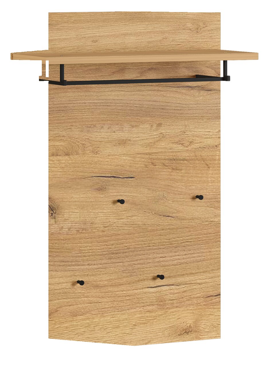 MID.YOU Garderobenpaneel FREMONT Garderobenpaneel aus Holz mit Ablage und Haken, Frontalansicht