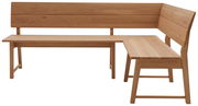 Eckbank aus Holz in L-Form, Perspektive von vorne